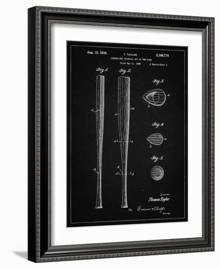 PP89-Vintage Black Vintage Baseball Bat 1939 Patent Poster-Cole Borders-Framed Giclee Print