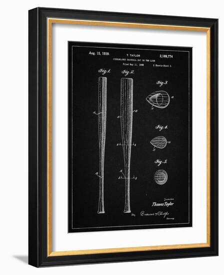 PP89-Vintage Black Vintage Baseball Bat 1939 Patent Poster-Cole Borders-Framed Giclee Print