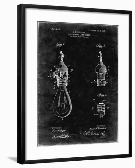 PP890-Black Grunge Incandescent Lamp Socket Patent Poster-Cole Borders-Framed Giclee Print