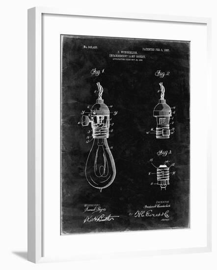 PP890-Black Grunge Incandescent Lamp Socket Patent Poster-Cole Borders-Framed Giclee Print
