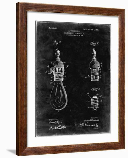 PP890-Black Grunge Incandescent Lamp Socket Patent Poster-Cole Borders-Framed Giclee Print