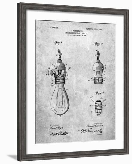 PP890-Slate Incandescent Lamp Socket Patent Poster-Cole Borders-Framed Giclee Print