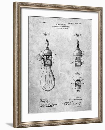 PP890-Slate Incandescent Lamp Socket Patent Poster-Cole Borders-Framed Giclee Print