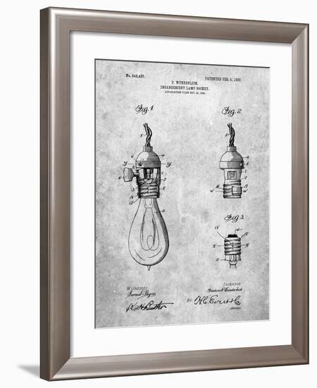 PP890-Slate Incandescent Lamp Socket Patent Poster-Cole Borders-Framed Giclee Print