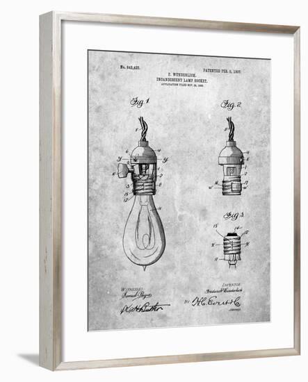 PP890-Slate Incandescent Lamp Socket Patent Poster-Cole Borders-Framed Giclee Print