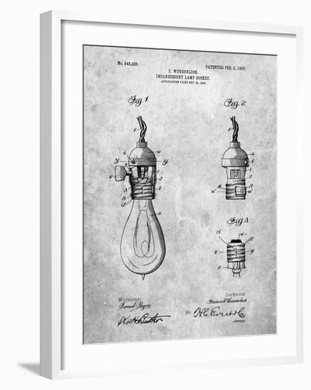 PP890-Slate Incandescent Lamp Socket Patent Poster-Cole Borders-Framed Giclee Print