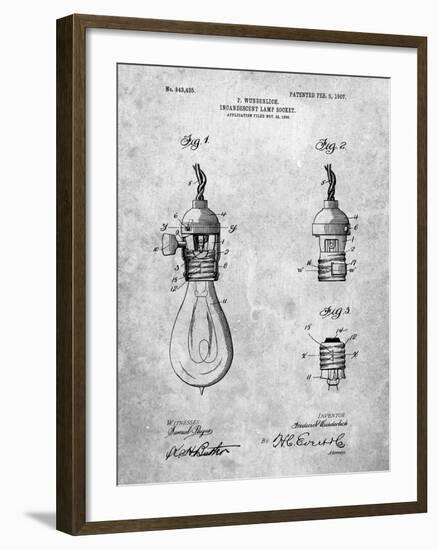 PP890-Slate Incandescent Lamp Socket Patent Poster-Cole Borders-Framed Giclee Print