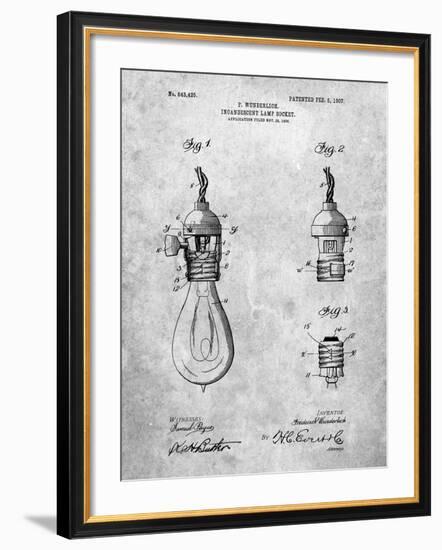 PP890-Slate Incandescent Lamp Socket Patent Poster-Cole Borders-Framed Giclee Print