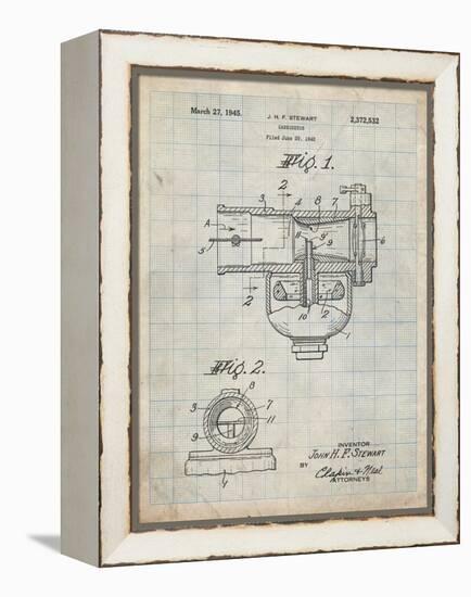 PP891-Antique Grid Parchment Indian Motorcycle Carburetor Patent Poster-Cole Borders-Framed Premier Image Canvas