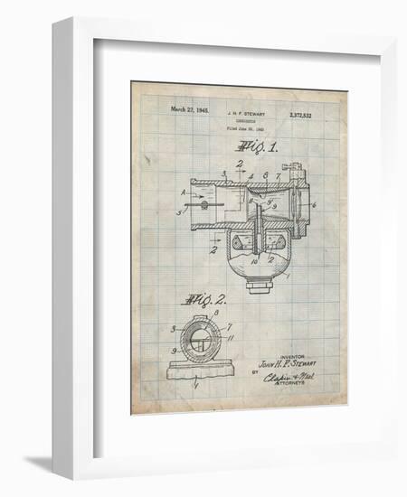 PP891-Antique Grid Parchment Indian Motorcycle Carburetor Patent Poster-Cole Borders-Framed Giclee Print