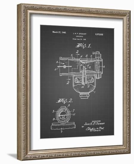 PP891-Black Grid Indian Motorcycle Carburetor Patent Poster-Cole Borders-Framed Giclee Print