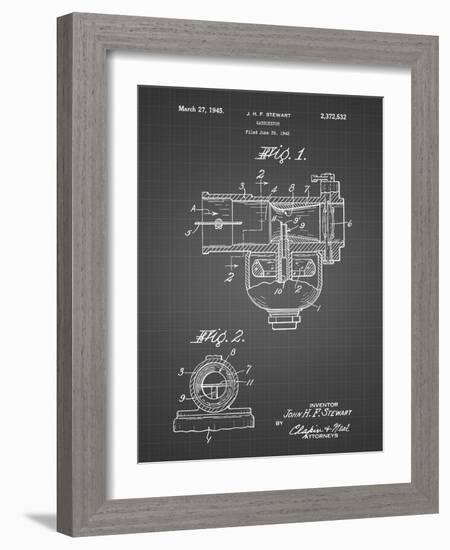 PP891-Black Grid Indian Motorcycle Carburetor Patent Poster-Cole Borders-Framed Giclee Print