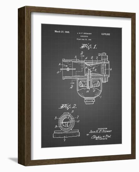 PP891-Black Grid Indian Motorcycle Carburetor Patent Poster-Cole Borders-Framed Giclee Print