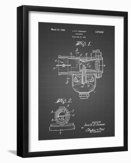 PP891-Black Grid Indian Motorcycle Carburetor Patent Poster-Cole Borders-Framed Giclee Print