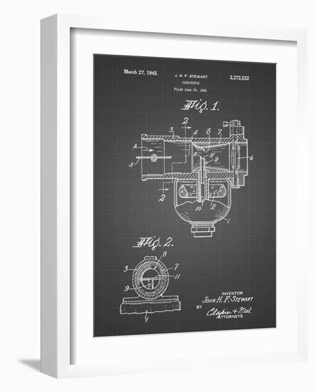 PP891-Black Grid Indian Motorcycle Carburetor Patent Poster-Cole Borders-Framed Giclee Print