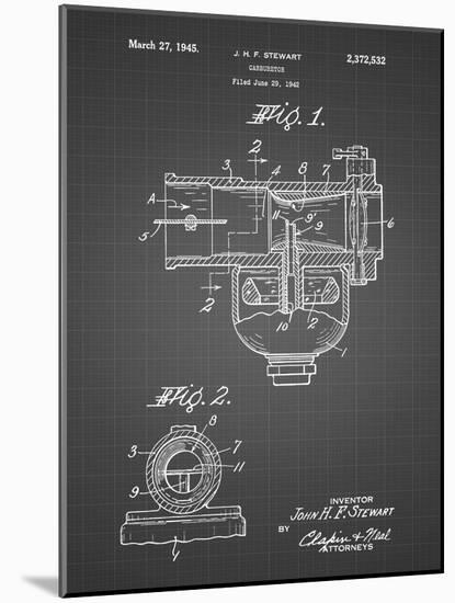 PP891-Black Grid Indian Motorcycle Carburetor Patent Poster-Cole Borders-Mounted Giclee Print