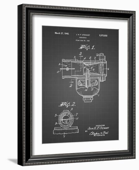 PP891-Black Grid Indian Motorcycle Carburetor Patent Poster-Cole Borders-Framed Giclee Print
