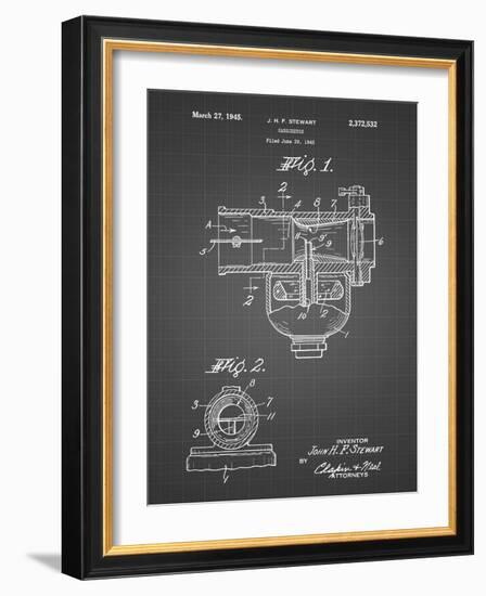 PP891-Black Grid Indian Motorcycle Carburetor Patent Poster-Cole Borders-Framed Giclee Print