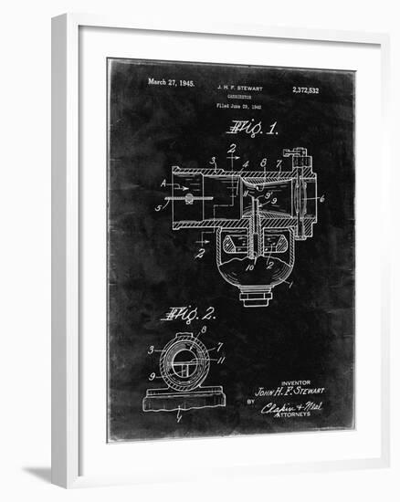 PP891-Black Grunge Indian Motorcycle Carburetor Patent Poster-Cole Borders-Framed Giclee Print