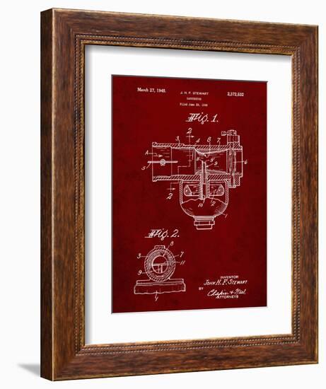 PP891-Burgundy Indian Motorcycle Carburetor Patent Poster-Cole Borders-Framed Giclee Print