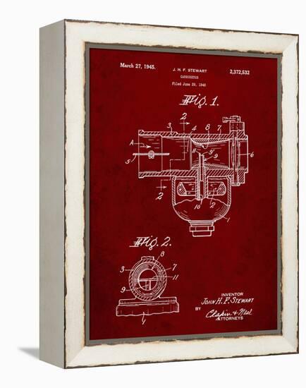 PP891-Burgundy Indian Motorcycle Carburetor Patent Poster-Cole Borders-Framed Premier Image Canvas