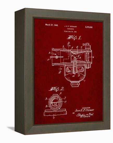 PP891-Burgundy Indian Motorcycle Carburetor Patent Poster-Cole Borders-Framed Premier Image Canvas