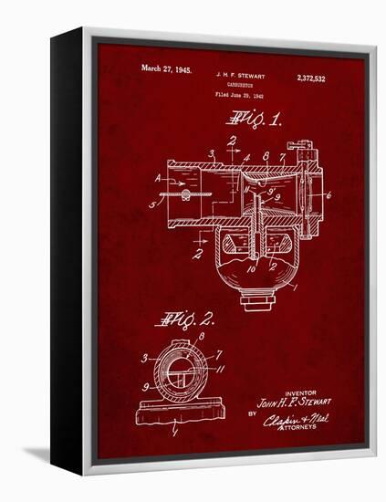 PP891-Burgundy Indian Motorcycle Carburetor Patent Poster-Cole Borders-Framed Premier Image Canvas