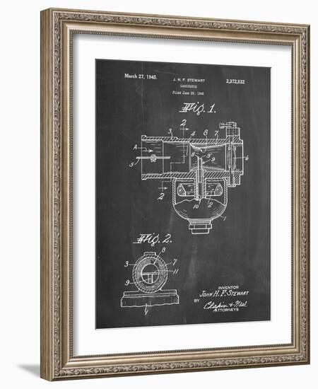 PP891-Chalkboard Indian Motorcycle Carburetor Patent Poster-Cole Borders-Framed Giclee Print