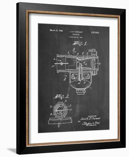 PP891-Chalkboard Indian Motorcycle Carburetor Patent Poster-Cole Borders-Framed Giclee Print