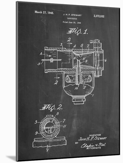 PP891-Chalkboard Indian Motorcycle Carburetor Patent Poster-Cole Borders-Mounted Giclee Print