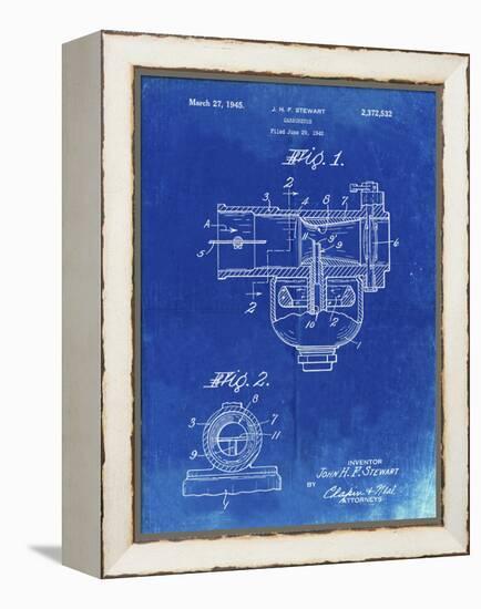 PP891-Faded Blueprint Indian Motorcycle Carburetor Patent Poster-Cole Borders-Framed Premier Image Canvas