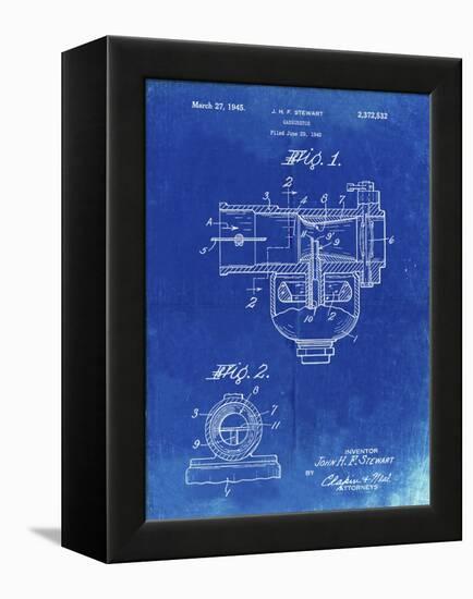 PP891-Faded Blueprint Indian Motorcycle Carburetor Patent Poster-Cole Borders-Framed Premier Image Canvas