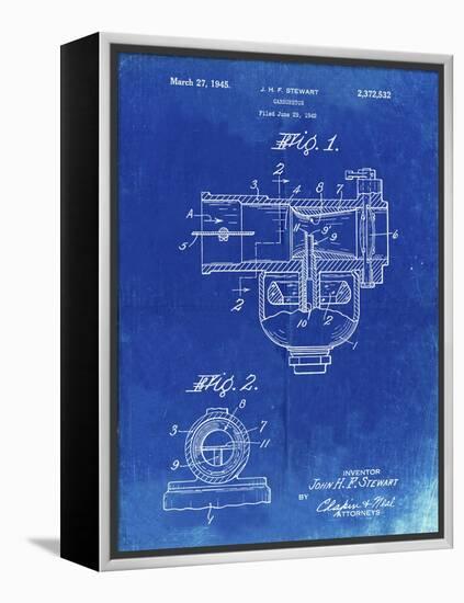 PP891-Faded Blueprint Indian Motorcycle Carburetor Patent Poster-Cole Borders-Framed Premier Image Canvas