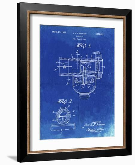 PP891-Faded Blueprint Indian Motorcycle Carburetor Patent Poster-Cole Borders-Framed Giclee Print