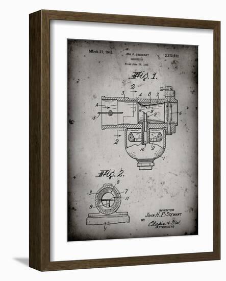 PP891-Faded Grey Indian Motorcycle Carburetor Patent Poster-Cole Borders-Framed Giclee Print