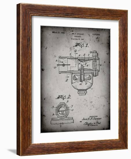 PP891-Faded Grey Indian Motorcycle Carburetor Patent Poster-Cole Borders-Framed Giclee Print