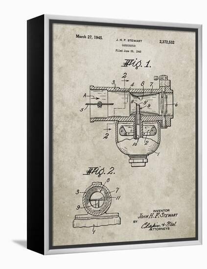 PP891-Sandstone Indian Motorcycle Carburetor Patent Poster-Cole Borders-Framed Premier Image Canvas