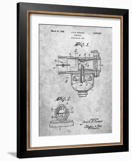 PP891-Slate Indian Motorcycle Carburetor Patent Poster-Cole Borders-Framed Giclee Print