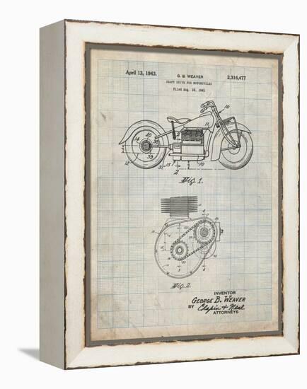 PP892-Antique Grid Parchment Indian Motorcycle Drive Shaft Patent Poster-Cole Borders-Framed Premier Image Canvas