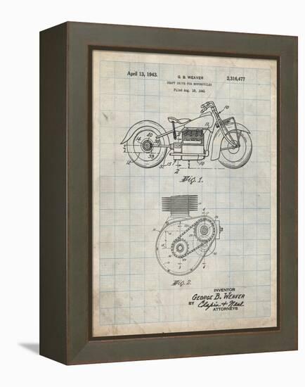 PP892-Antique Grid Parchment Indian Motorcycle Drive Shaft Patent Poster-Cole Borders-Framed Premier Image Canvas