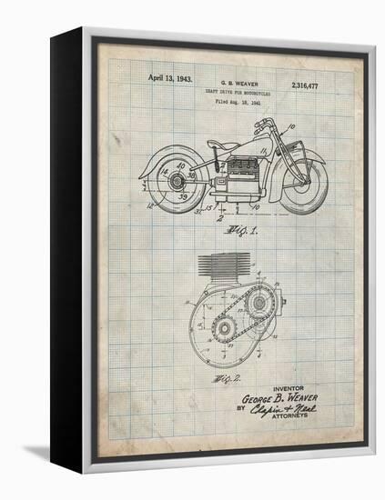 PP892-Antique Grid Parchment Indian Motorcycle Drive Shaft Patent Poster-Cole Borders-Framed Premier Image Canvas