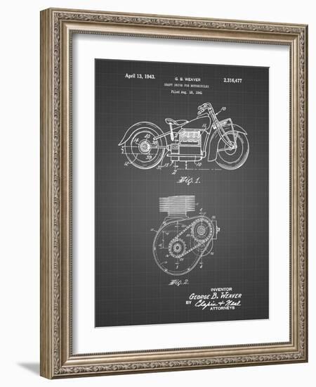 PP892-Black Grid Indian Motorcycle Drive Shaft Patent Poster-Cole Borders-Framed Giclee Print