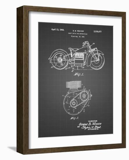 PP892-Black Grid Indian Motorcycle Drive Shaft Patent Poster-Cole Borders-Framed Giclee Print