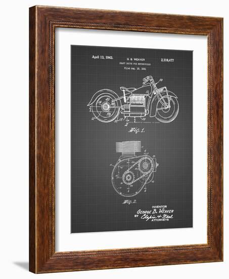 PP892-Black Grid Indian Motorcycle Drive Shaft Patent Poster-Cole Borders-Framed Giclee Print