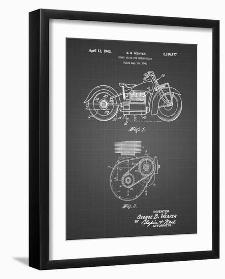 PP892-Black Grid Indian Motorcycle Drive Shaft Patent Poster-Cole Borders-Framed Giclee Print