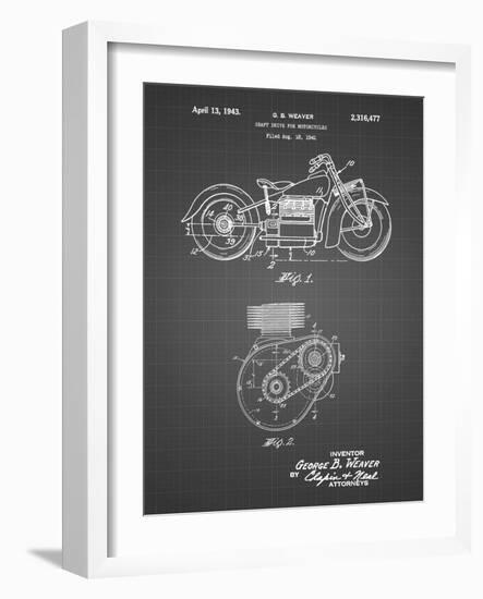 PP892-Black Grid Indian Motorcycle Drive Shaft Patent Poster-Cole Borders-Framed Giclee Print