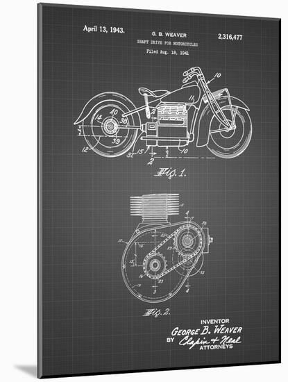 PP892-Black Grid Indian Motorcycle Drive Shaft Patent Poster-Cole Borders-Mounted Giclee Print