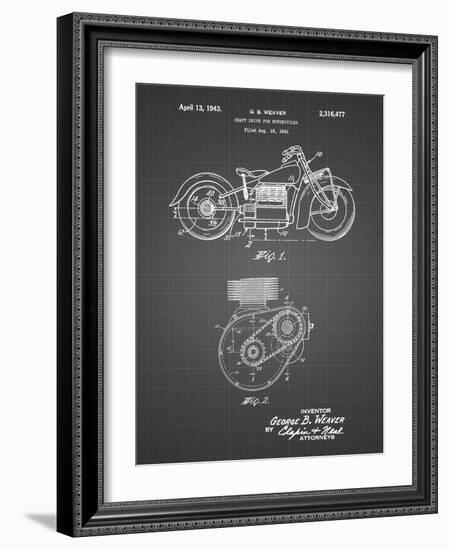 PP892-Black Grid Indian Motorcycle Drive Shaft Patent Poster-Cole Borders-Framed Giclee Print