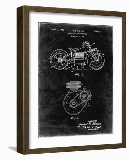 PP892-Black Grunge Indian Motorcycle Drive Shaft Patent Poster-Cole Borders-Framed Giclee Print