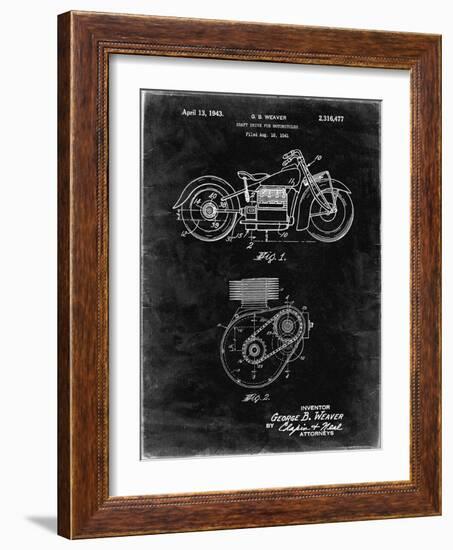 PP892-Black Grunge Indian Motorcycle Drive Shaft Patent Poster-Cole Borders-Framed Giclee Print